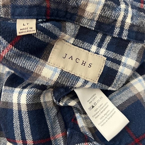 Rolling Stones Red White Blue Plaid Flannel Graphic DIY Shirt Upcycled Band Tee - Picture 8 of 11